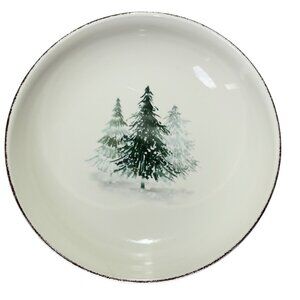 Robert Stanley Christmas Serving Bowl 12.25" Round Green Tree Design Dishwasher